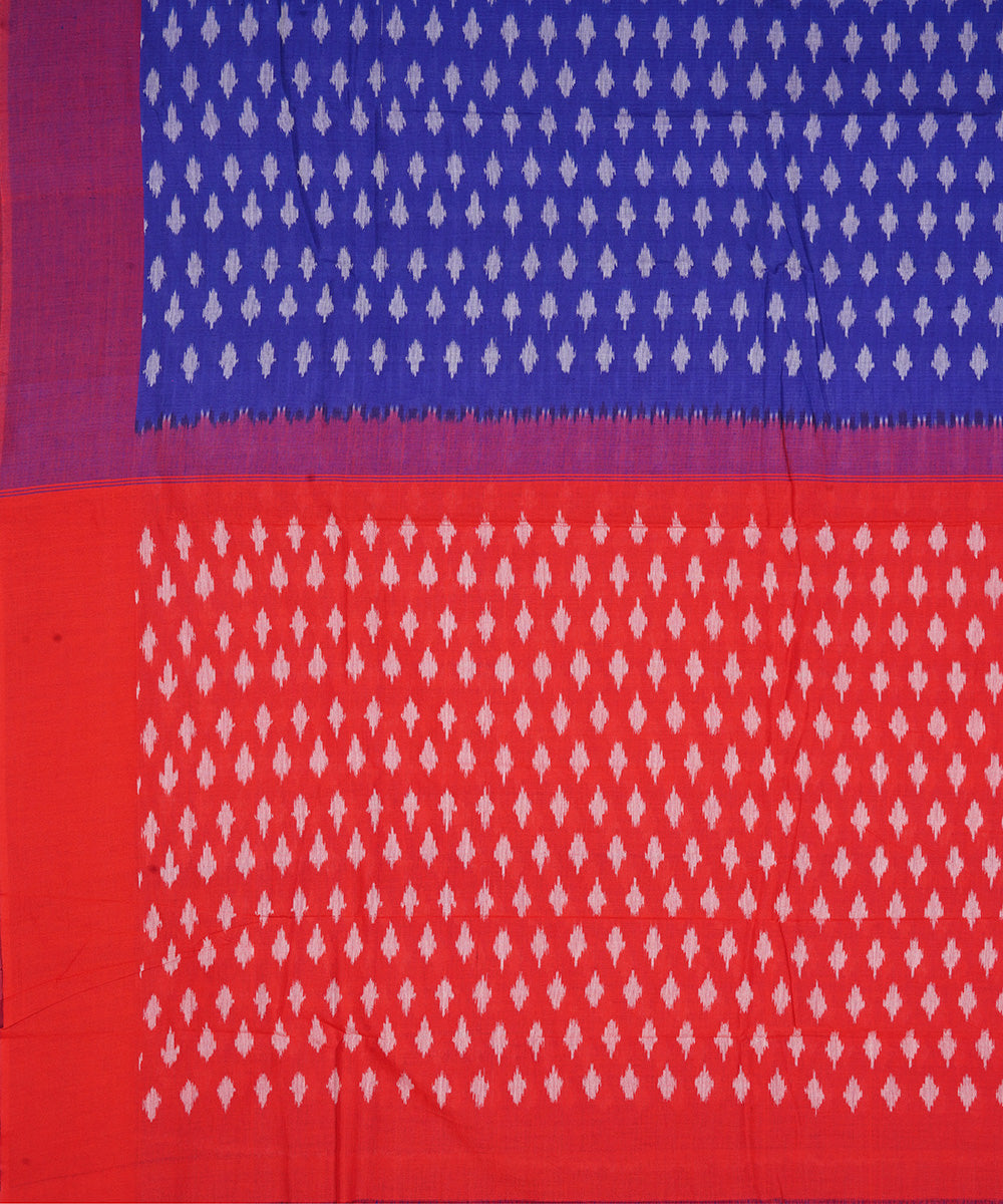 Royal blue handwoven cotton pochampally ikat saree