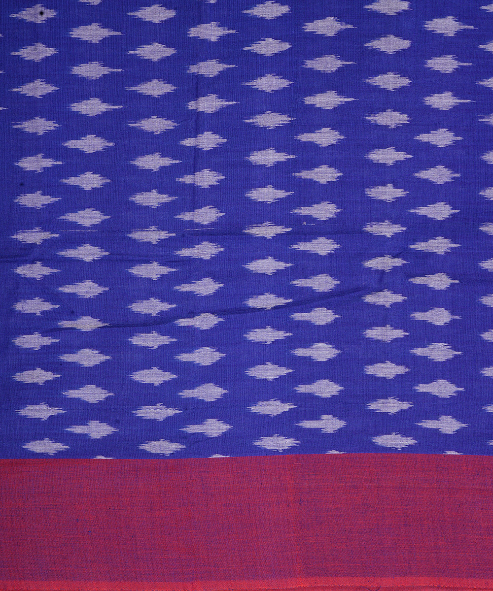 Royal blue handwoven cotton pochampally ikat saree