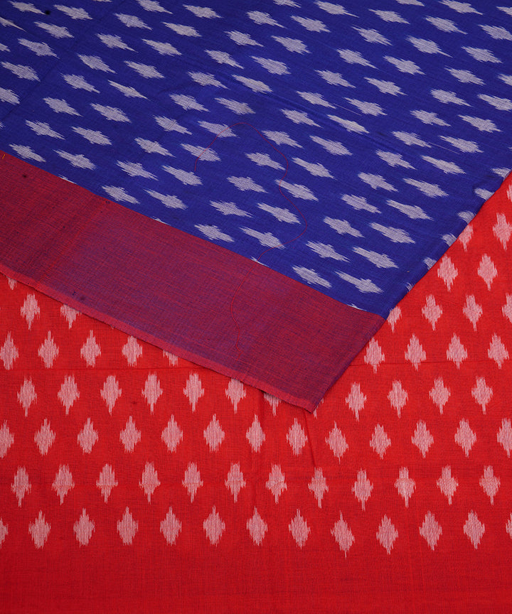 Royal blue handwoven cotton pochampally ikat saree