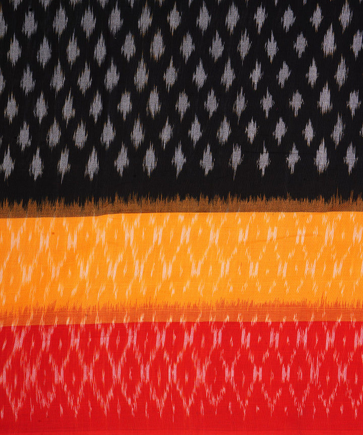 Black handwoven cotton pochampally ikat saree