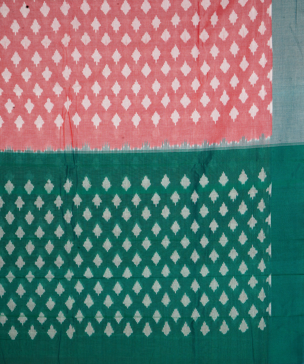 Pink handwoven cotton pochampally ikat saree