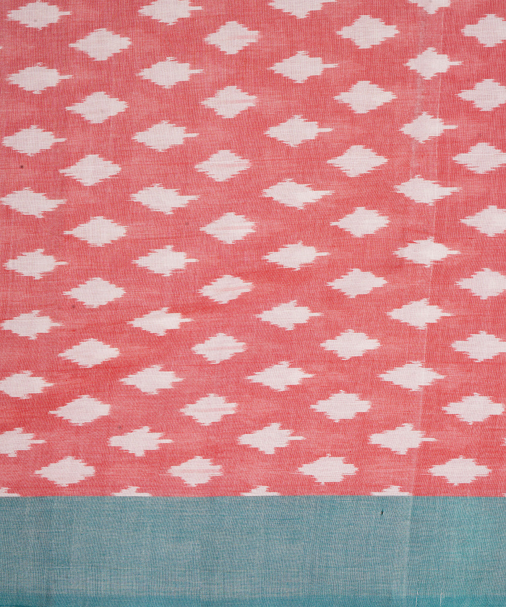 Pink handwoven cotton pochampally ikat saree