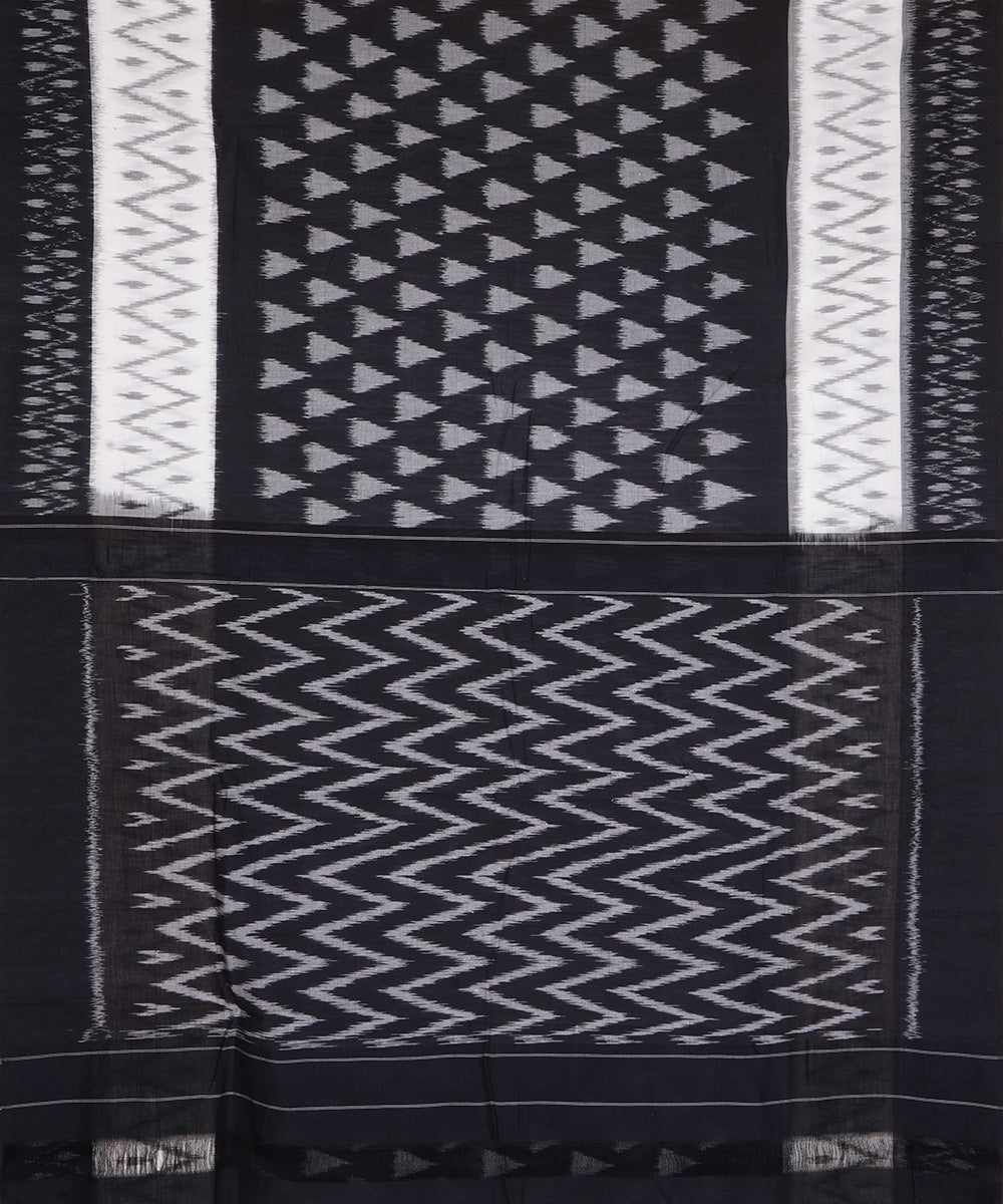 Black hand woven cotton pochampally ikat saree