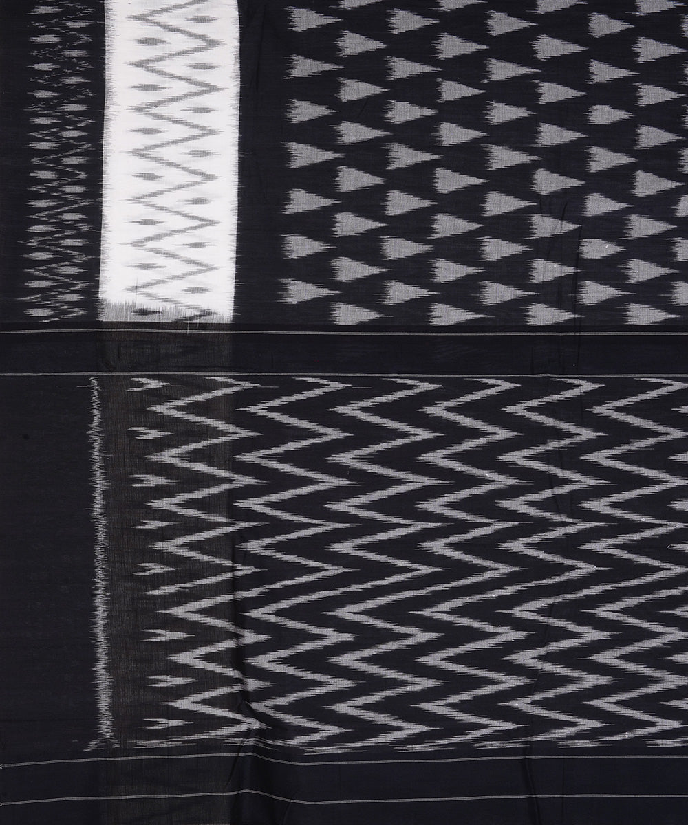 Black hand woven cotton pochampally ikat saree