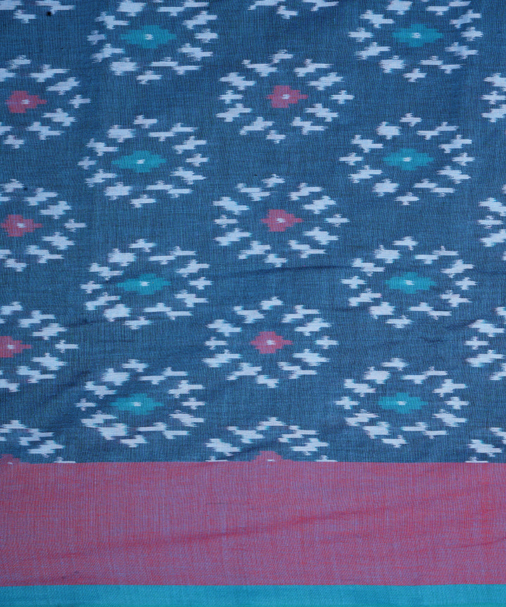 Blue handloom cotton pochampally ikat saree