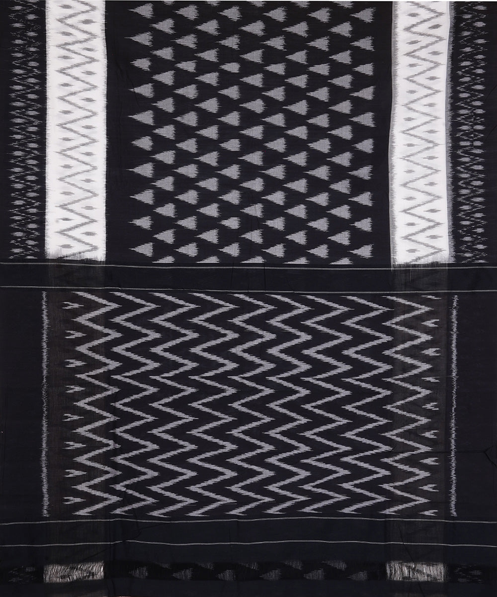 Black hand loom cotton pochampally ikat saree