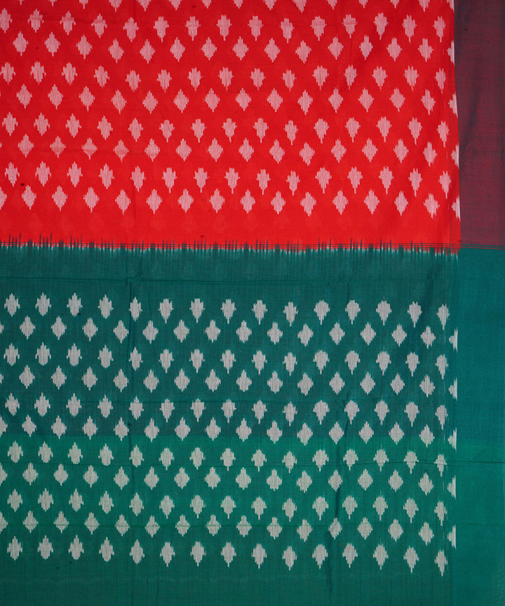 Red hand loom cotton pochampally ikat saree