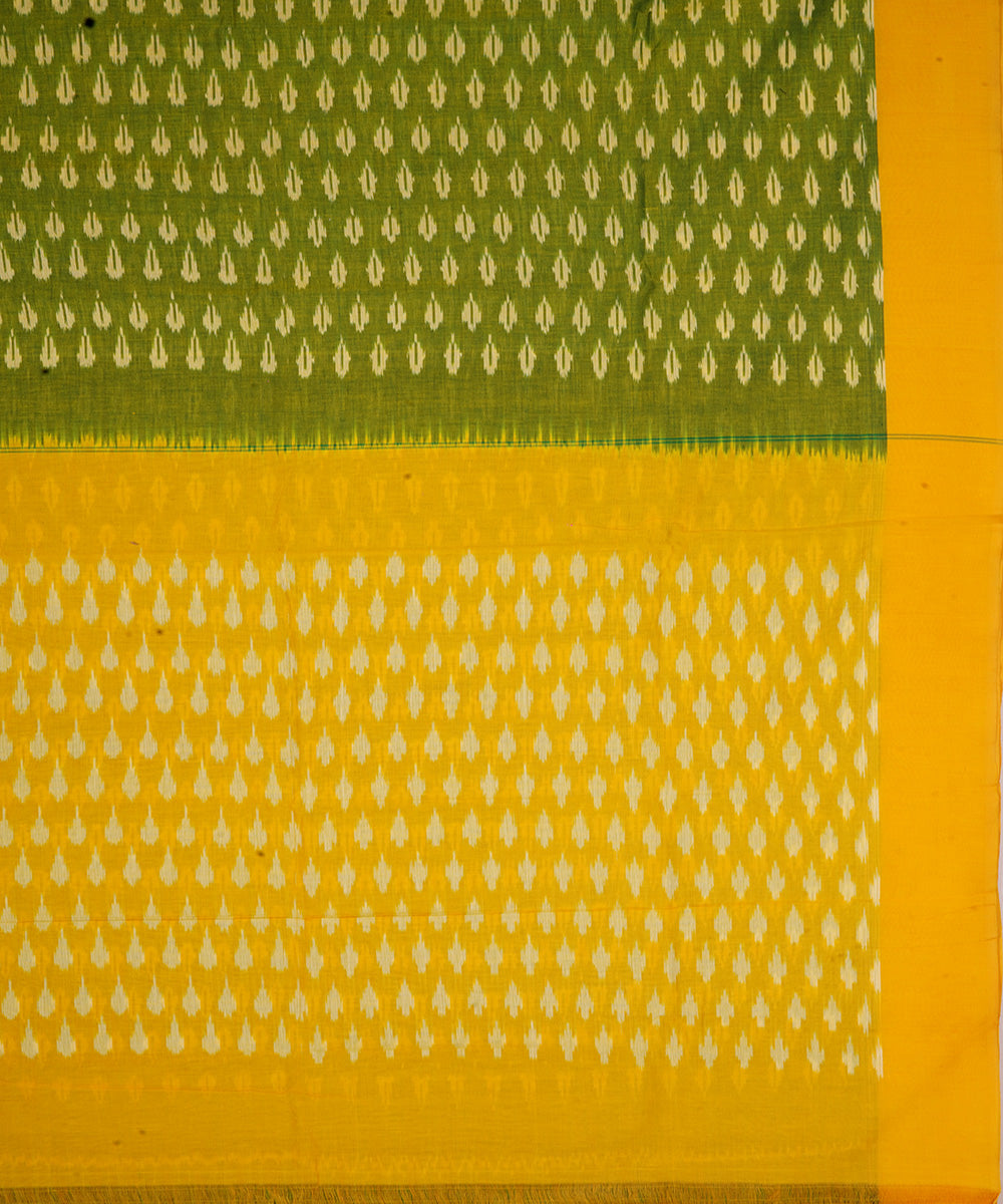 Olive green handwoven cotton pochampally ikat saree