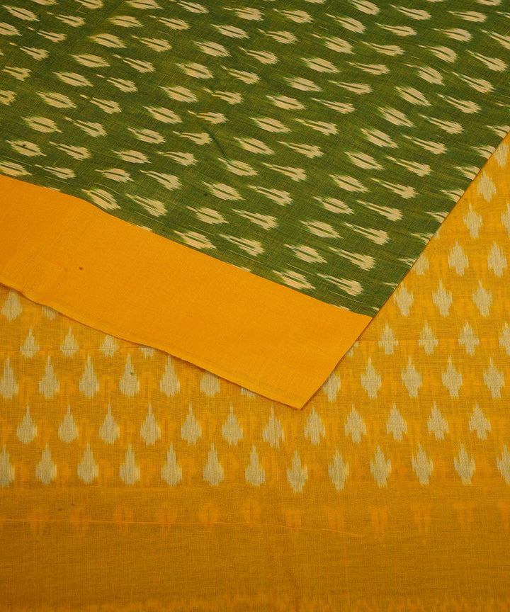 Olive green handwoven cotton pochampally ikat saree