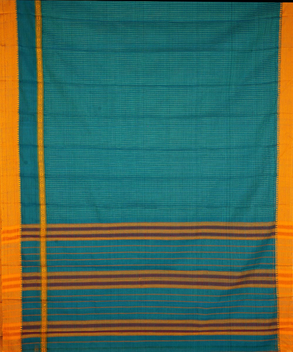 Dark cyan cotton handloom narayanapet saree