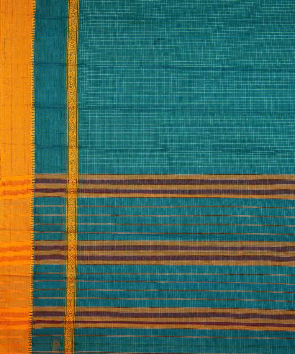 Dark cyan cotton handloom narayanapet saree