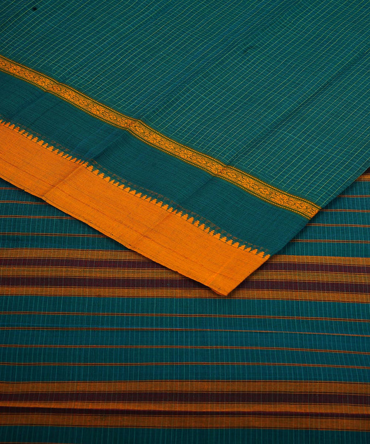 Dark cyan cotton handloom narayanapet saree