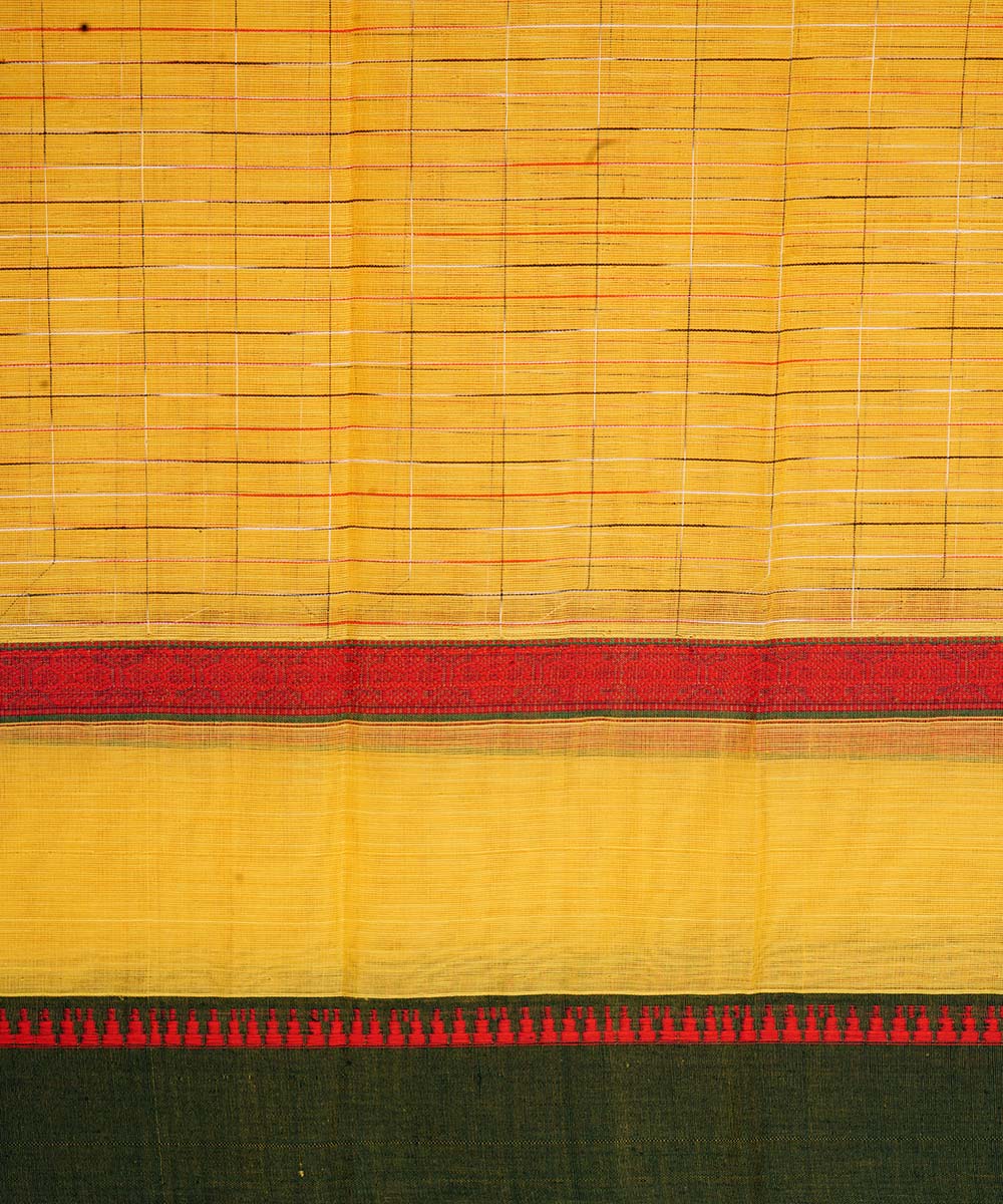Yellow cotton handloom narayanapet saree