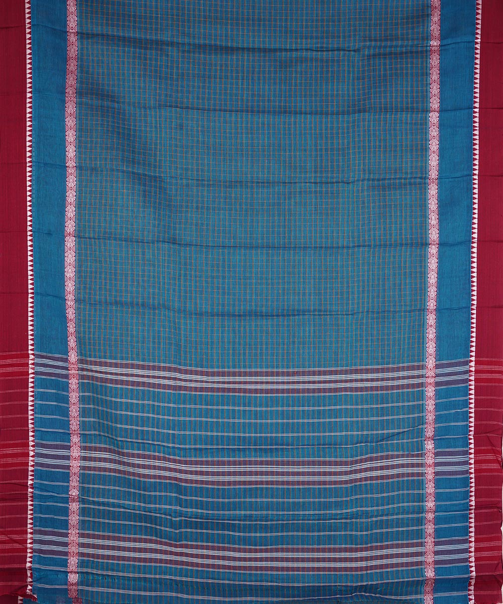 Dark blue cotton handloom narayanapet saree