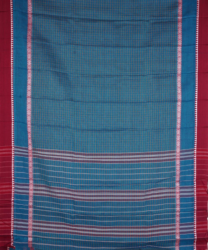 Dark blue cotton handloom narayanapet saree