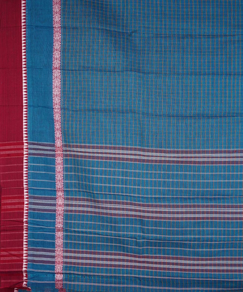 Dark blue cotton handloom narayanapet saree