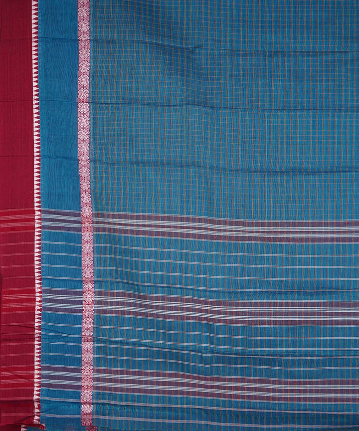 Dark blue cotton handloom narayanapet saree