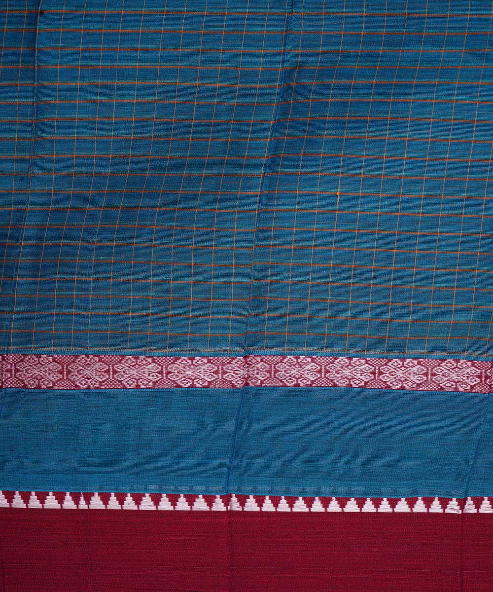 Dark blue cotton handloom narayanapet saree