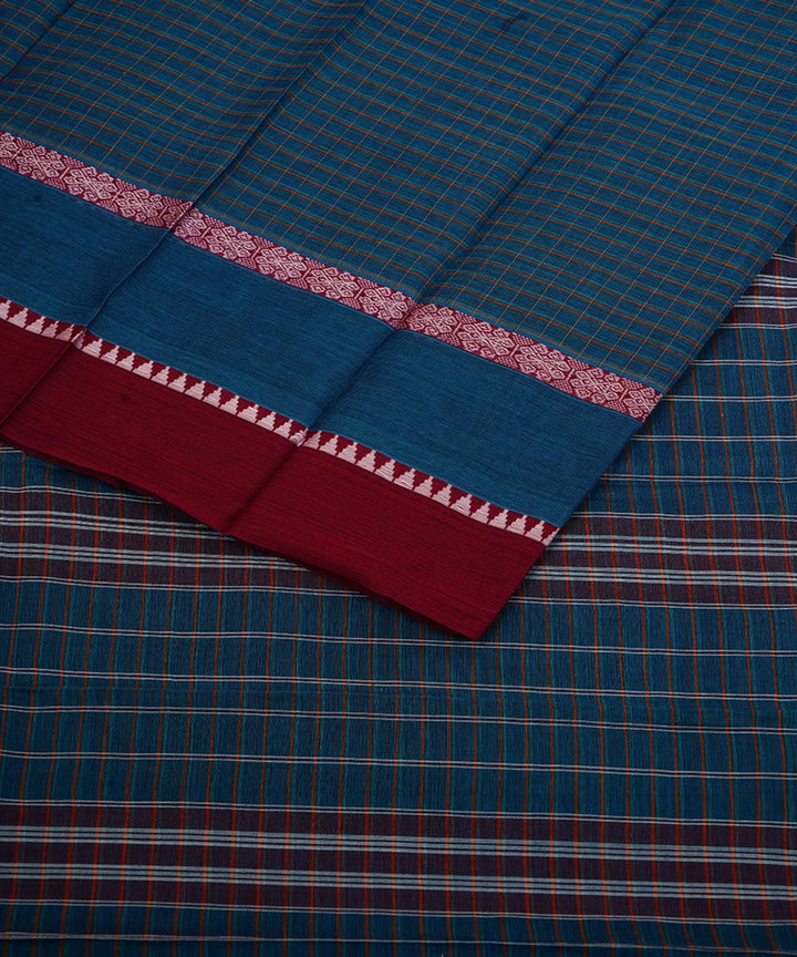 Dark blue cotton handloom narayanapet saree