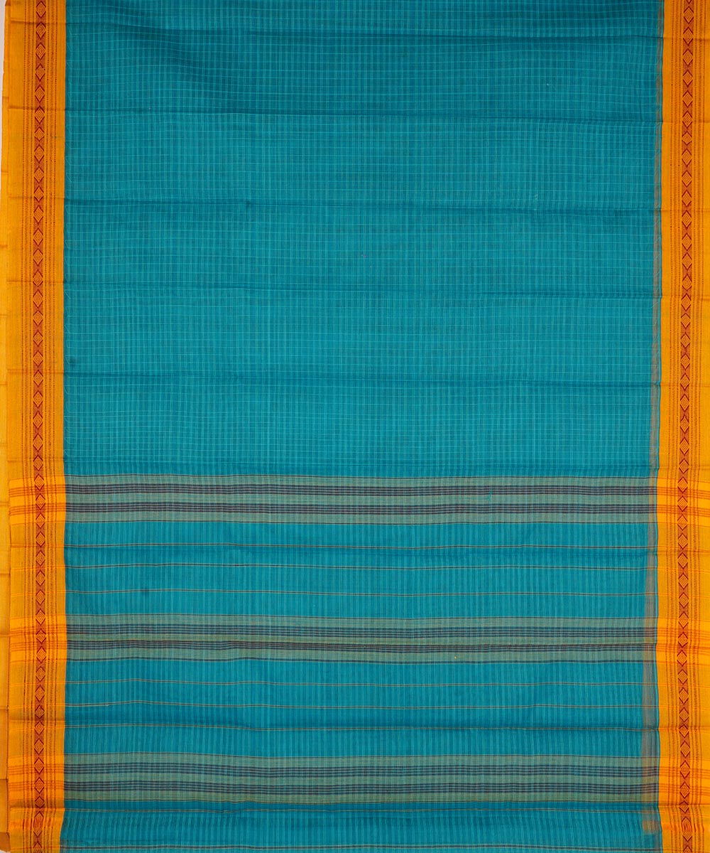 Blue green cotton handloom narayanapet saree
