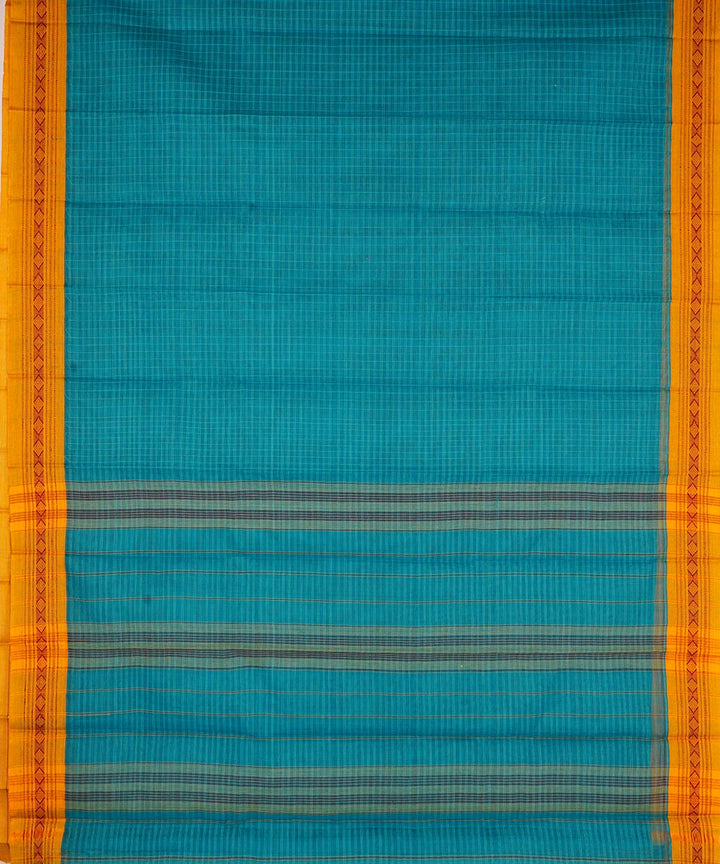 Blue green cotton handloom narayanapet saree
