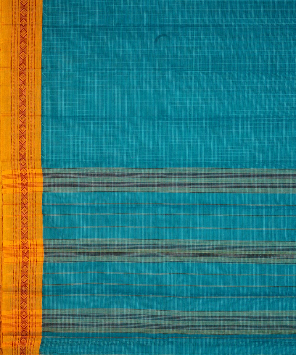 Blue green cotton handloom narayanapet saree