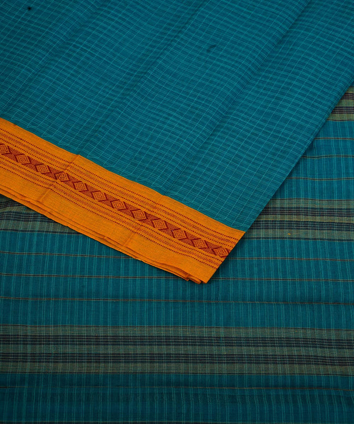 Blue green cotton handloom narayanapet saree