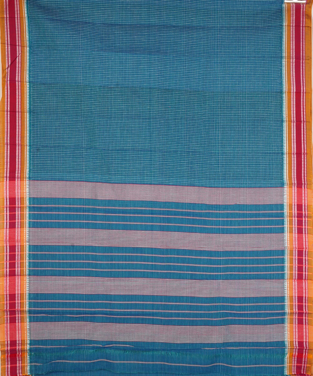 Dark grey blue cotton handloom narayanapet saree