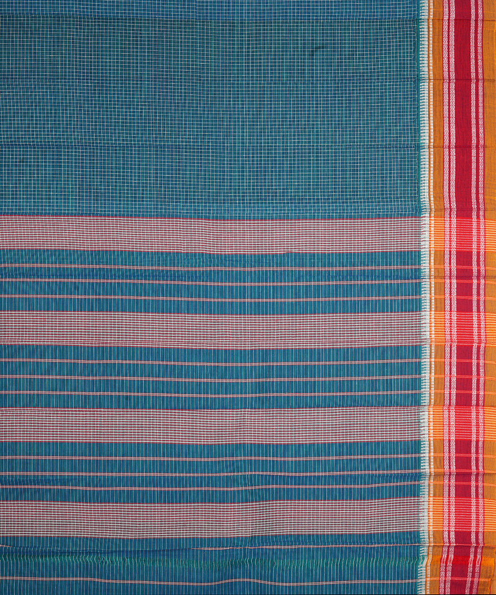 Dark grey blue cotton handloom narayanapet saree