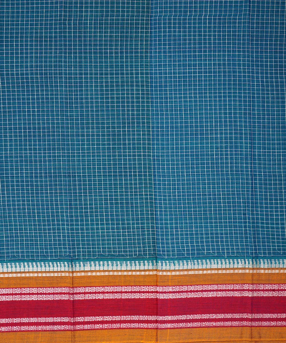 Dark grey blue cotton handloom narayanapet saree