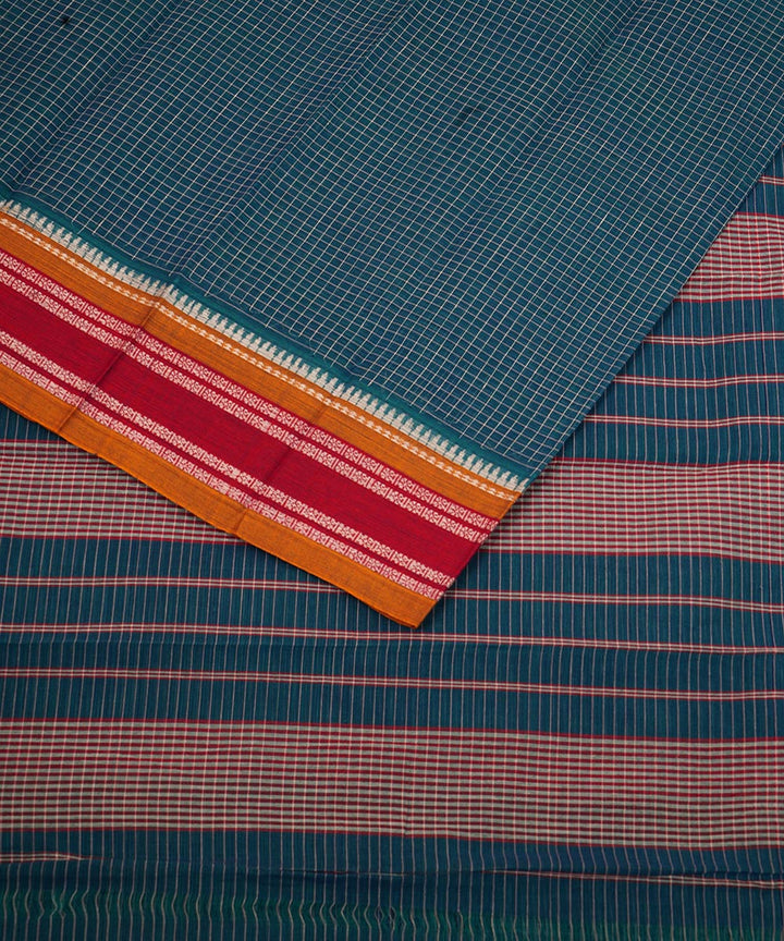 Dark grey blue cotton handloom narayanapet saree