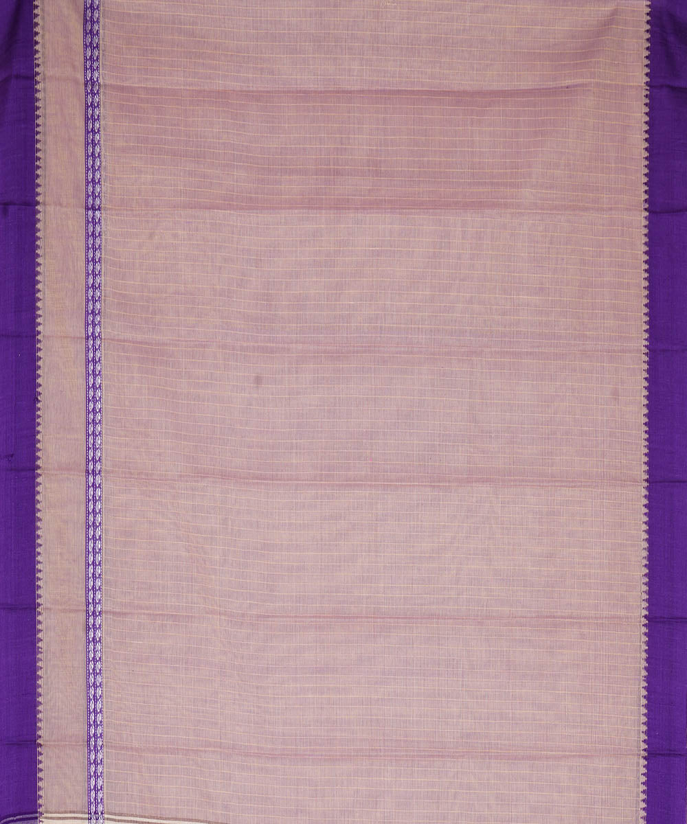 Beige and purple cotton handloom narayanapet saree