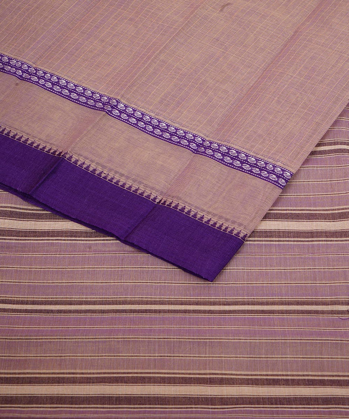 Beige and purple cotton handloom narayanapet saree