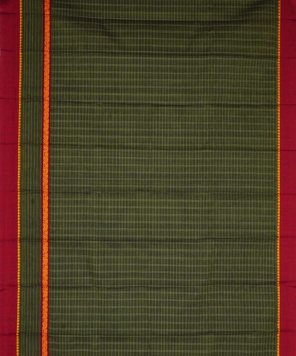 Dark green cotton handloom narayanapet saree