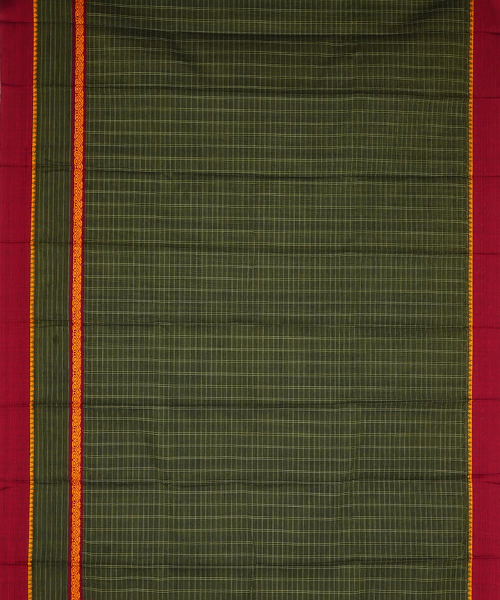 Dark green cotton handloom narayanapet saree
