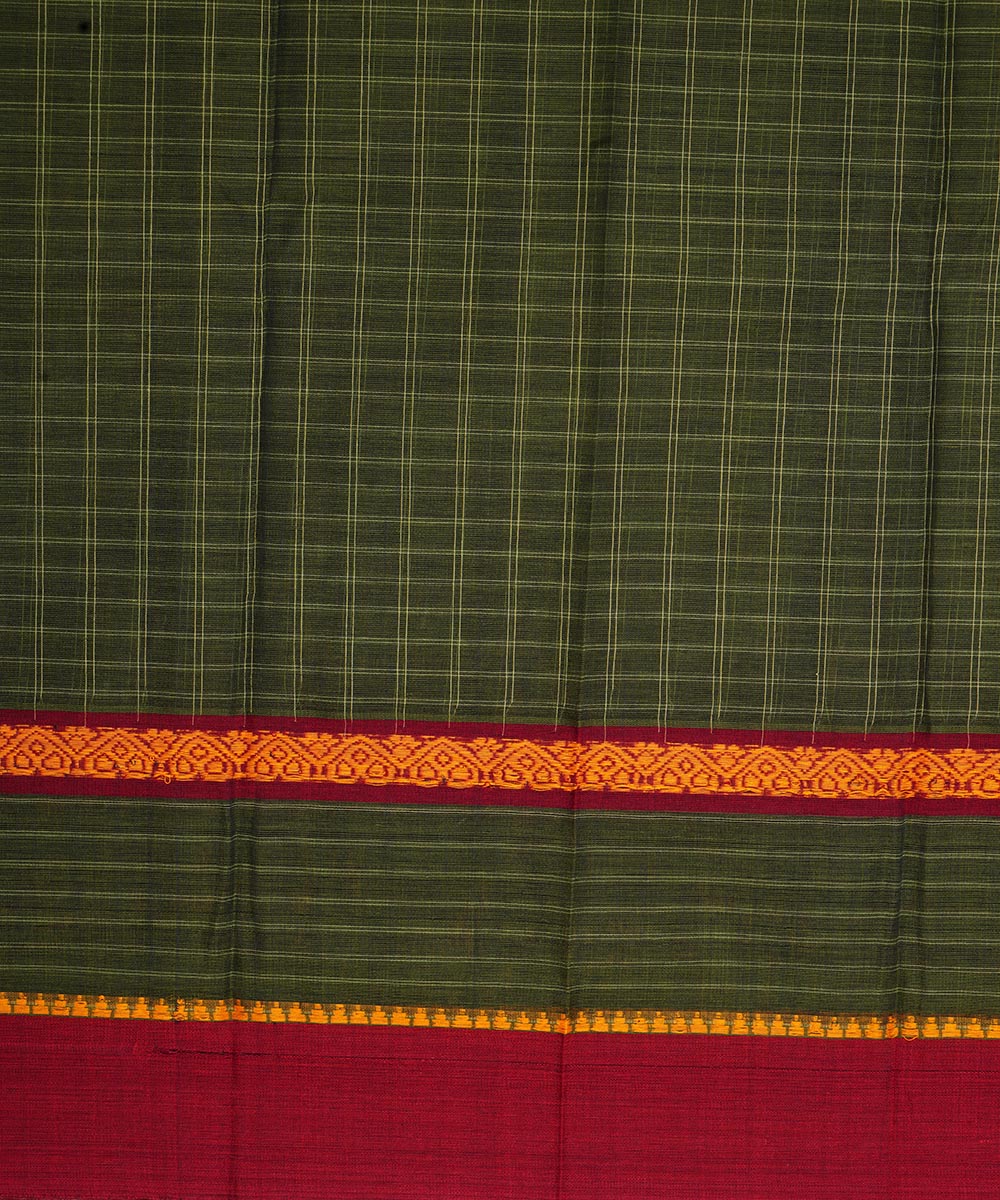 Dark green cotton handloom narayanapet saree