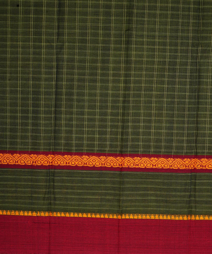 Dark green cotton handloom narayanapet saree