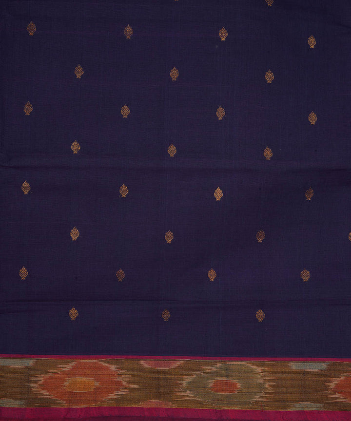 Navy blue and purple cotton handwoven venkatagiri saree