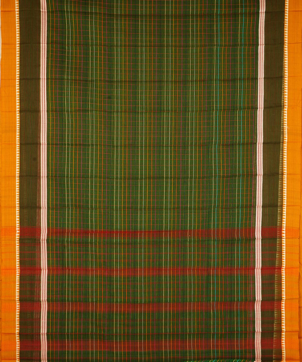 Moss green cotton handloom narayanapet saree