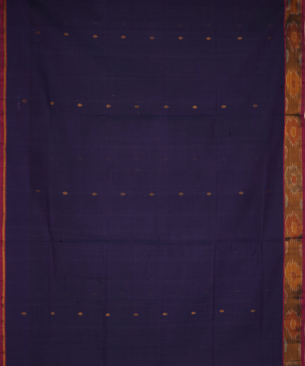 Navy blue and purple cotton handwoven venkatagiri saree