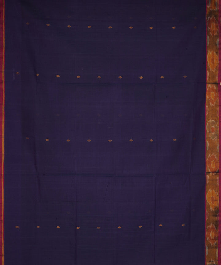 Navy blue and purple cotton handwoven venkatagiri saree
