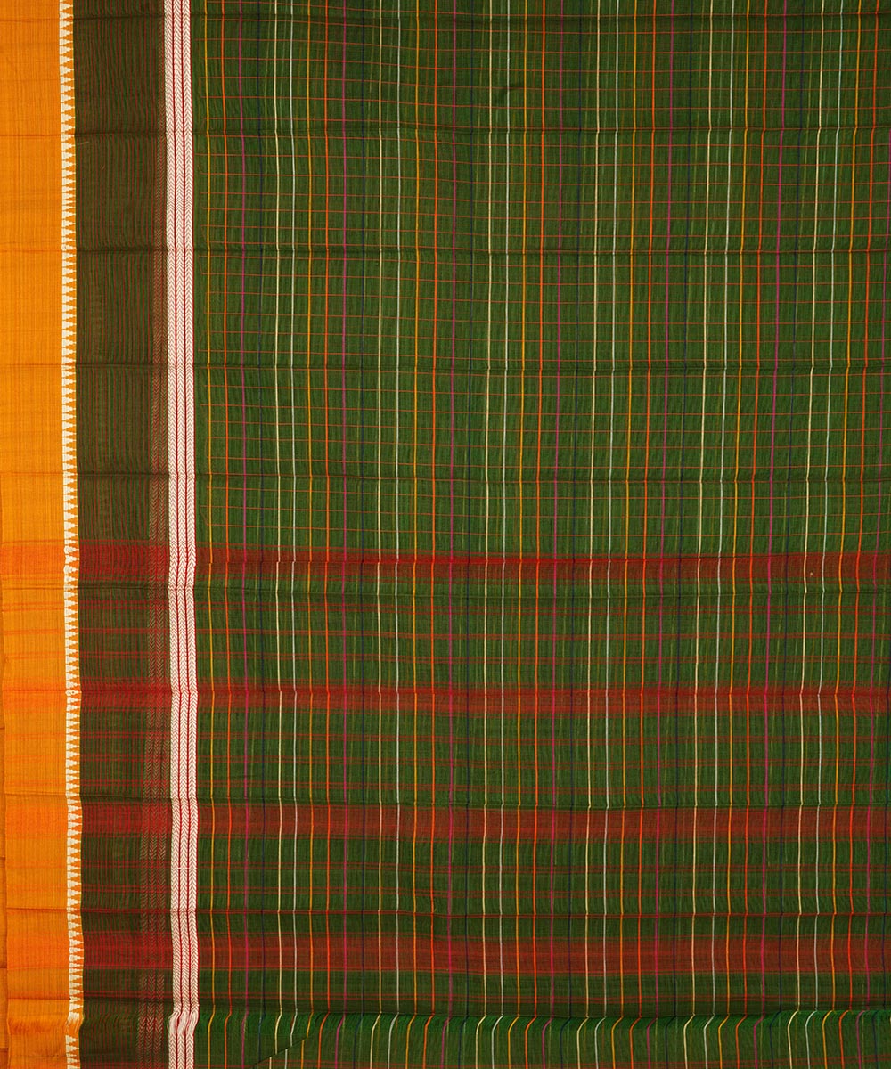 Moss green cotton handloom narayanapet saree