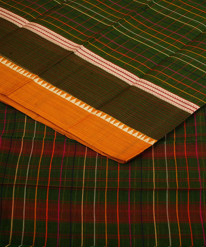 Moss green cotton handloom narayanapet saree