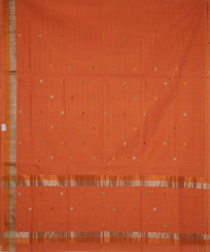 Orange handwoven cotton venkatagiri saree