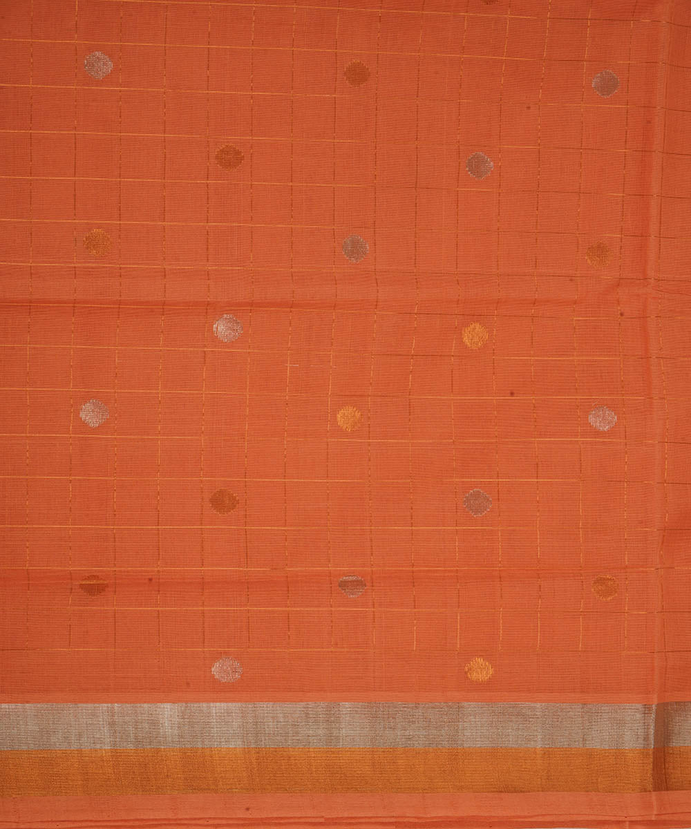 Orange handwoven cotton venkatagiri saree