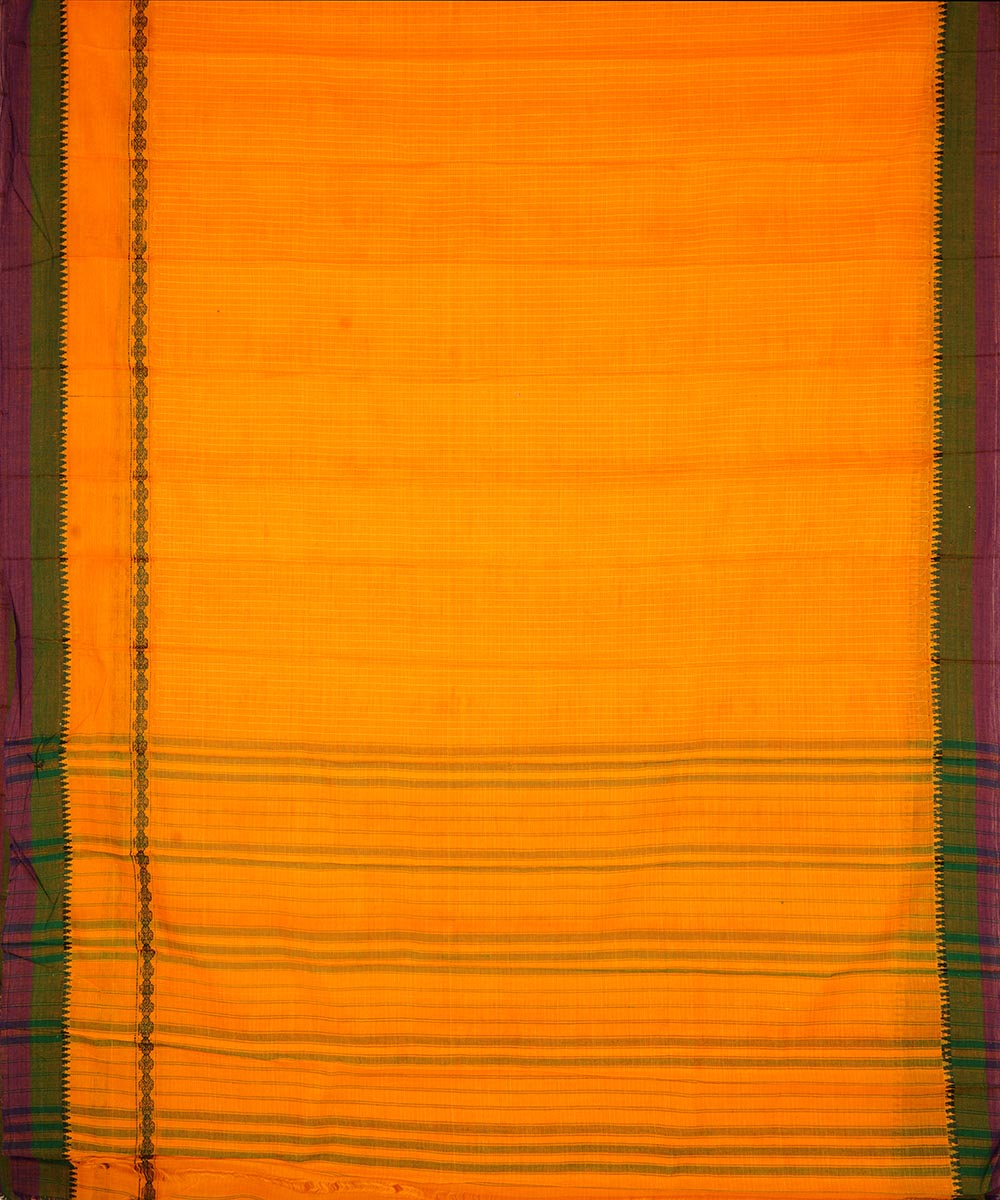 Yellow cotton handwoven narayanapet saree