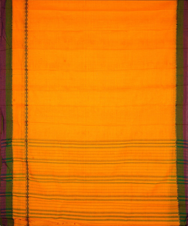 Yellow cotton handwoven narayanapet saree