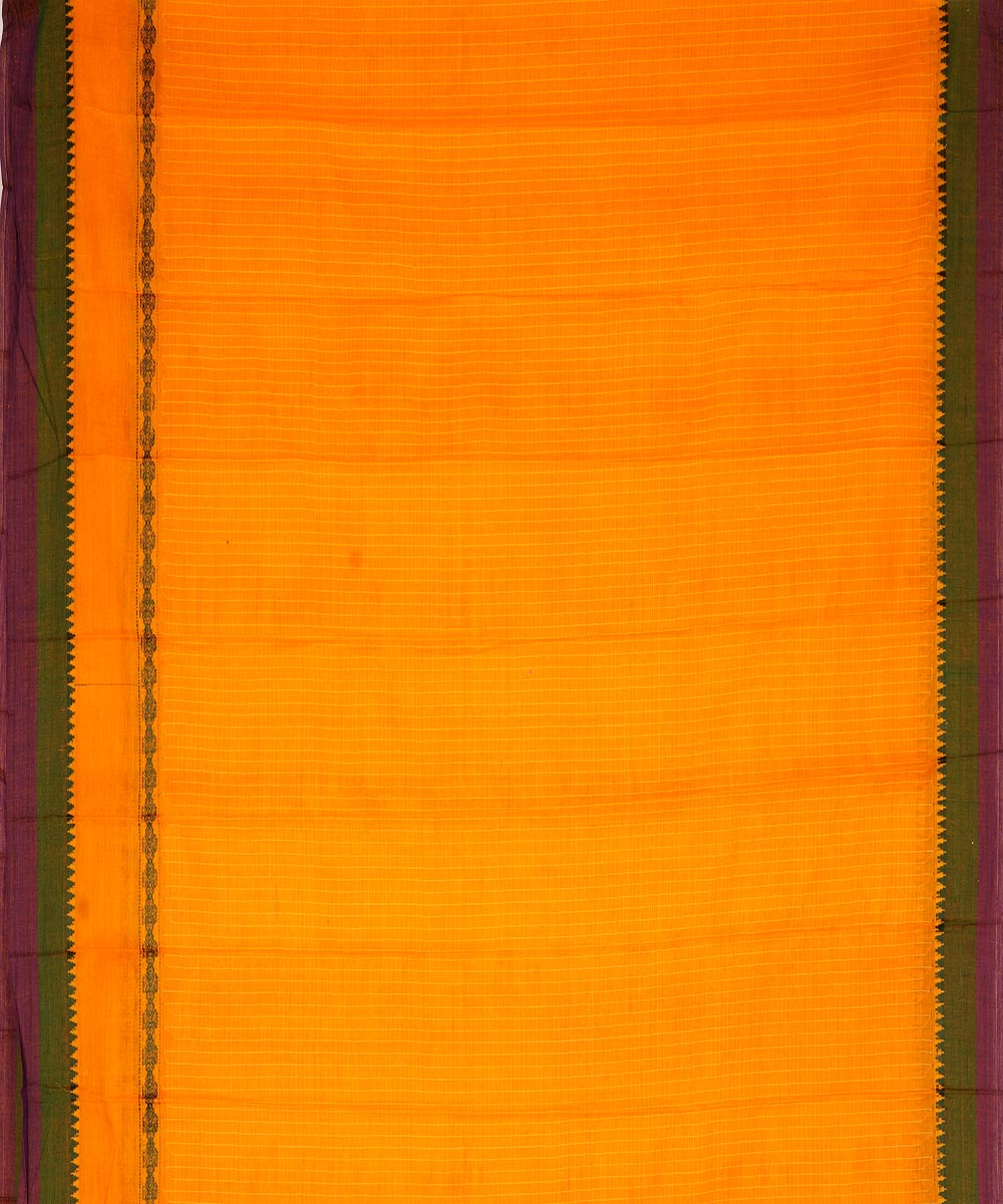 Yellow cotton handwoven narayanapet saree