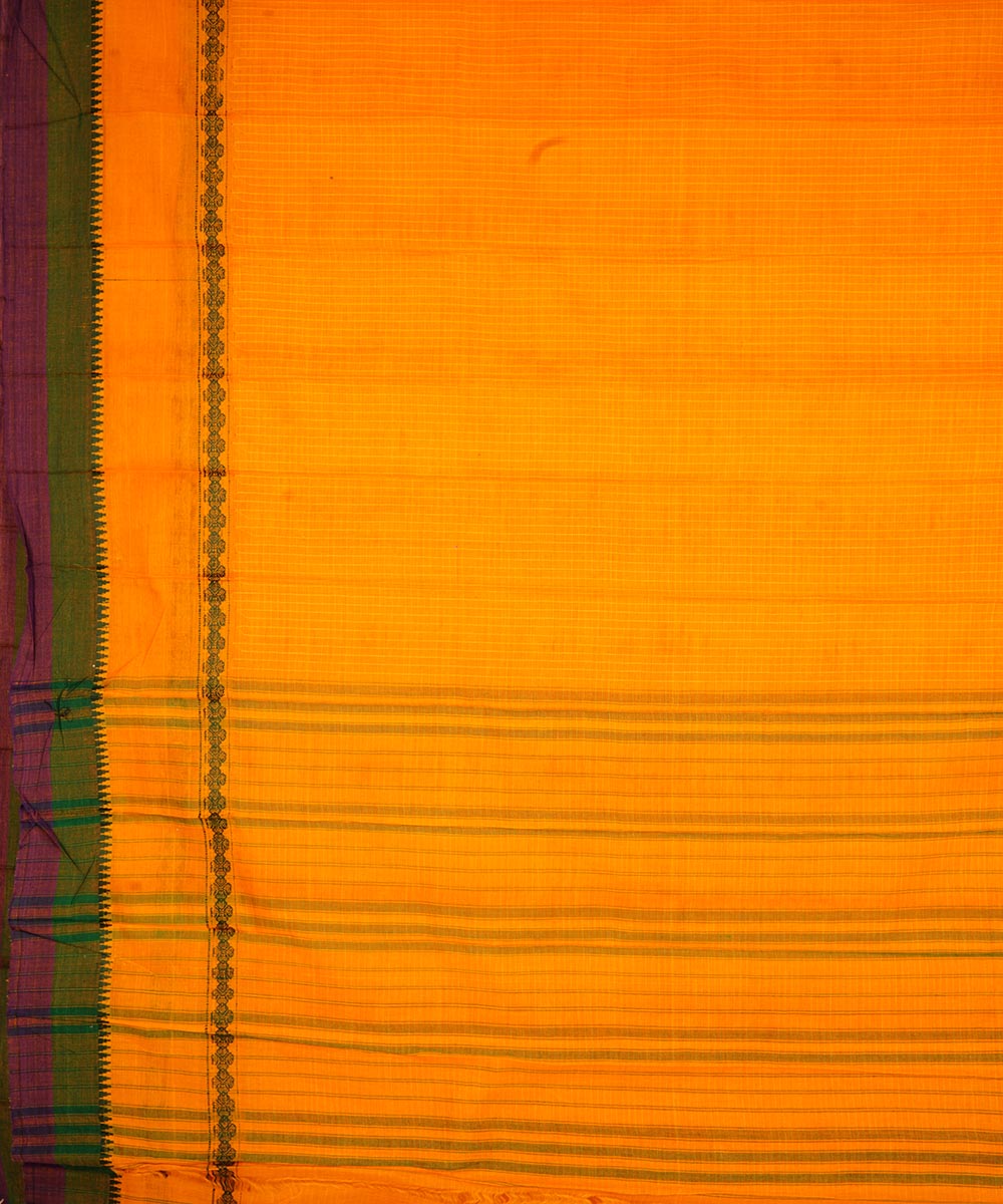 Yellow cotton handwoven narayanapet saree