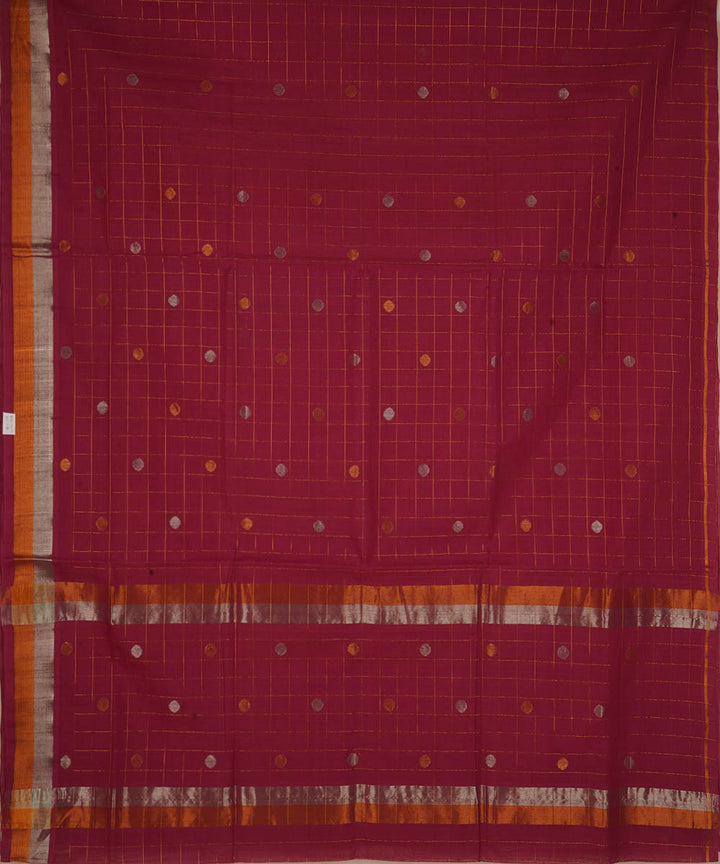 Dark magenta cotton handwoven venkatagiri saree